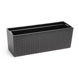 Kép 1/7 - Lamela Begonia rattan balkonláda, 19x56x19,5cm, grafitszürke