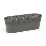 Kép 1/7 - Lamela Bella virágtartó, 38cm, ovális, antracit szürke