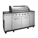 Kép 1/6 - Landmann Inox gázgrill, öntöttvas rács+sütőlap, 24kW