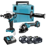 Kép 1/8 - Makita LXT gépszett - DHP481 ütvefúró + DGA506 sarokcsiszoló + 3db akku + tőltő