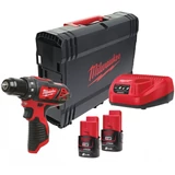 Kép 1/5 - Milwaukee M12 BDD-202X akkus fúró-csavarozó, 30Nm, 2x2.0Ah akkuval és töltővel
