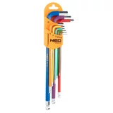 Kép 1/3 - Neo Tools imbuszkulcs készlet, hosszú, színkódos, 1.5-10mm, 9 részes