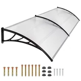 Kép 1/4 - Műanyag előtető 240 x 90 cm, dupla, transzparens, fekete színű fali tartóelemekkel