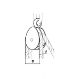 Kép 2/2 - Kötélcsiga, dupla, műanyag görgő, D=30, d=8-hoz, 250kg