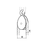 Kép 2/3 - Kötélcsiga, szimpla, fém görgő, D=35, d=8-hoz, 200kg