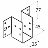 Kép 2/3 - Gerendatartó külső lemez, horganyzott, &quot;C&quot;, 25x77x45x1mm
