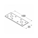 Kép 2/3 - Összekötő lemez, fekete, 100x35x2.5mm