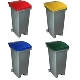 Kép 1/2 - Szelektív szemetes kuka, műanyag, 80L, szürke-sárga