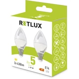 Kép 3/3 - Retlux REL 34 gyertya izzó, 2x5W, E14, meleg fehér, 2db-os