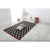 Kép 2/3 - Marrakesh Black Ruby marokkói mintás szőnyeg, fekete-fehér-piros, 160x230cm