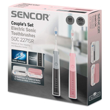 Kép 19/19 - Sencor SOC 2271SR elektromos szónikus fogkefe szett, 2db fogkefe