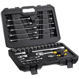 Kép 1/9 - Stanley FatMax 1/4&quot; és 1/2&quot; csillag-villáskulcs és dugókulcs készlet, 41 részes