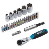 Kép 2/4 - Gross bit és dugókulcskészlet, mágnes adapter, kofferben, 1/4", 26 részes