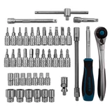 Kép 2/6 - Gross bit és dugókulcs készlet racsnis hajtókarral, CrV, 1/4", 4-14mm, 42 darabos