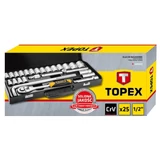 Kép 2/2 - Topex dugókulcs készlet, CrV, 1/2", 25 részes