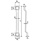Kép 2/2 - Topmaster Pro csillagkulcs, hajlított, Cr-V, 16x17mm