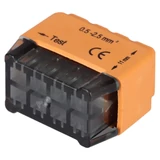 Kép 1/2 - Tracon csavar nélküli vezetékösszekötő, nem oldható, narancssárga, 8 vezeték, 0.5-2.5mm, 16A