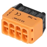 Kép 2/2 - Tracon csavar nélküli vezetékösszekötő, nem oldható, narancssárga, 8 vezeték, 0.5-2.5mm, 16A