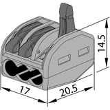 Kép 2/2 - Tracon csavar nélküli vezetékösszekötő, nyitható, 3 vezeték, 0.5-4mm2, 32A