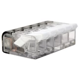 Kép 1/2 - Tracon csavar nélküli vezetékösszekötő, nyitható, átlátszó, 5 vezeték, 0.2-4mm2, 32A