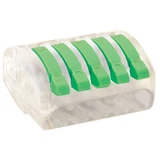 Kép 1/2 - Tracon csavar nélküli vezetékösszekötő, nyitható, átlátszó, 5 vezeték, 0.75-4mm2, 32A