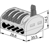Kép 2/2 - Tracon csavar nélküli vezetékösszekötő, nyitható, átlátszó, 5 vezeték, 0.75-4mm2, 32A