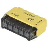 Kép 1/2 - Tracon csavar nélküli vezetékösszekötő, nem oldható, sárga, 5 vezeték, 0.5-2.5mm, 16A