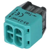 Kép 2/2 - Tracon csavar nélküli vezetékösszekötő, nem oldható, zöld, 4 vezeték, 0.5-2.5mm, 16A