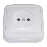 Kép 1/2 - Falon kívüli csatlakozóaljzat, védőérintkező nélkül (tapétakapcsoló), 16A/250VAC, IP20