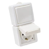 Kép 2/4 - Falon kívüli egy áramkörös kapcsoló+csatl.aljzat, függőleges, 16A/250VAC, IP44