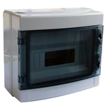 Kép 1/2 - Falon kívüli elosztódoboz, átlátszó ajtóval, N/PE sínnel, 1×12 mod, IP65