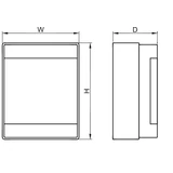 Kép 2/2 - Falon kívüli elosztódoboz, átlátszó ajtóval, N/PE sínnel, 1×12 mod, IP65