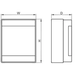 Kép 2/2 - Falon kívüli elosztódoboz, átlátszó ajtóval, N/PE sínnel, 1×4 mod, IP65