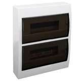 Kép 1/3 - Falon kívüli elosztódoboz, füstszínű ajtóval, N/PE sínnel, 2×12 modul, IP40