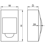 Kép 3/4 - Falon kívüli elosztódoboz, füstszínű ajtóval, N/PE sínnel, 3×14 modul, IP40