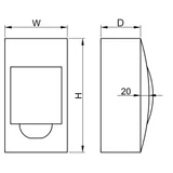 Kép 3/4 - Falon kívüli elosztódoboz, füstszínű ajtóval, N/PE sínnel, 1×4 modul, IP40