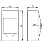 Kép 3/4 - Falon kívüli elosztódoboz, füstszínű ajtóval, N/PE sínnel, 1×6 modul, IP40