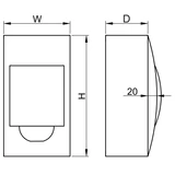 Kép 3/3 - Falon kívüli elosztódoboz, füstszínű ajtóval, N/PE sínnel, 1×12 modul, IP40