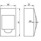 Kép 3/3 - Falon kívüli elosztódoboz, füstszínű ajtóval, N/PE sínnel, 2×12 modul, IP40