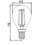 Kép 2/2 - UltraTech filament gömb LED izzó, hideg fehér, E14, 4W, 470lm