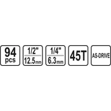 Kép 5/6 - Sthor Dugókulcs készlet 1/4"-1/2", 94db-os