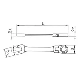 Kép 2/4 - Würth racsnis csillag-villáskulcs, csuklós 21mm