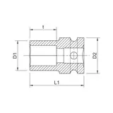 Kép 2/2 - Würth gépi dugókulcs hatszög, rövid 1/2&quot;-1/2&quot;