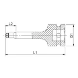 Kép 2/2 - Würth gépi dugókulcs, hosszú 1/2&quot; TX30