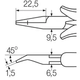 Kép 2/2 - Wiha Professional lapos-kerekcsőrű fogó, ESD, hajlított csőr, 45°, 120mm