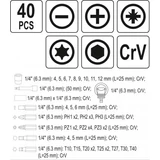 Kép 4/4 - Yato Bit és dugókulcs készlet, CrV, 1-4", 40db-os