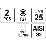 Kép 3/3 - Yato 1/4&quot; csavarbehajtó bit T27, 2db