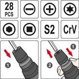 Kép 3/3 - Yato Csavarhúzó készlet bitfejekkel, hatszögletű, 28db-os