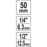 Kép 4/4 - Yato gépi bit adapter, ütvecsavarozóhoz 1/2"-1/4", 50mm