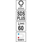 Kép 3/3 - Yato Bitbehajtó SDS plus 1/4", 60mm